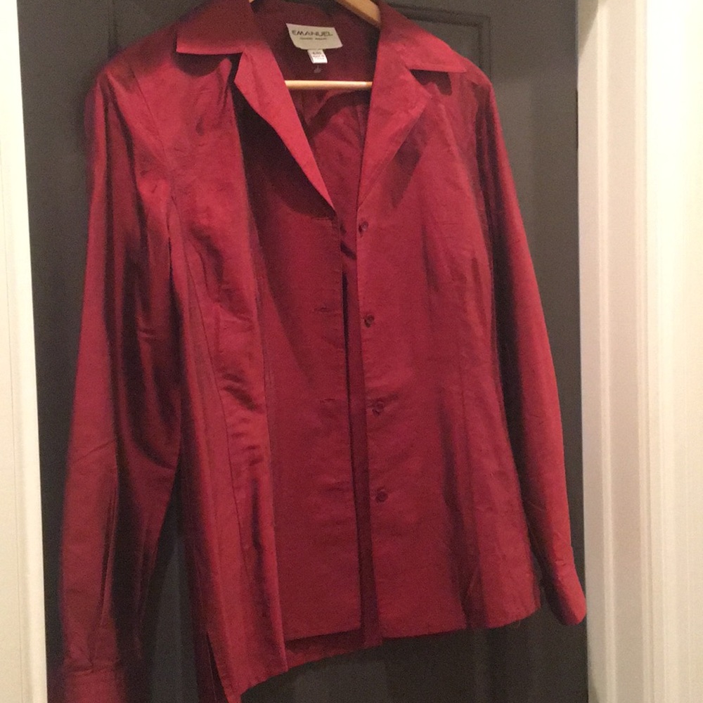 Wine colored silk blouse